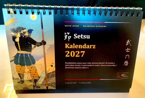 Kalendarz japoński na biurko - 72 pory roku, wydarzenia i cytaty z samurajskiej historii - okładka